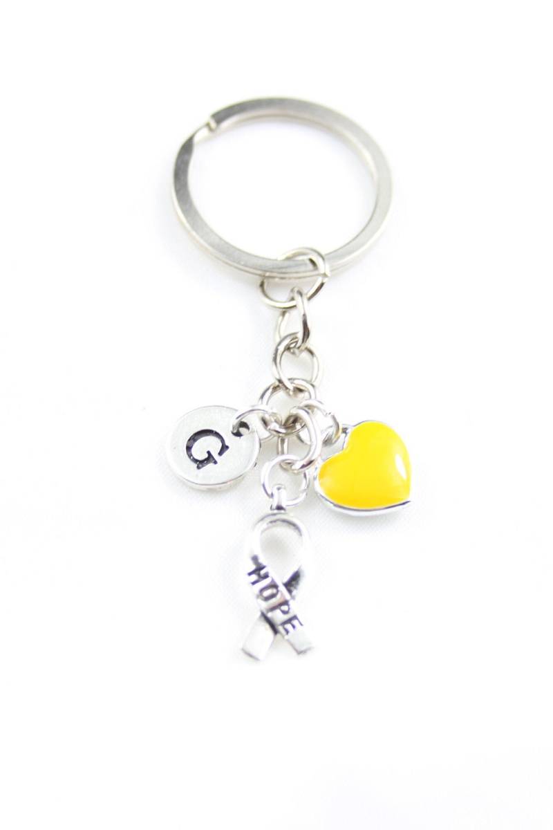 Sarkom Bewusstsein Schlüsselanhänger Personalisierte Initiale, Knochen-Krebs von SwedishBeautyDesign