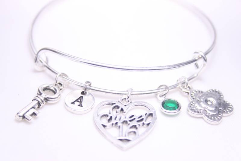 Sweet 16 Charm Armreif Personalisiertes Geburtstagsgeschenk von SwedishBeautyDesign