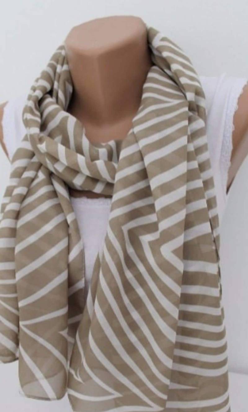 Khaki Azteken Chiffon-Schal Leichter Damen-Schal von SwedishShop