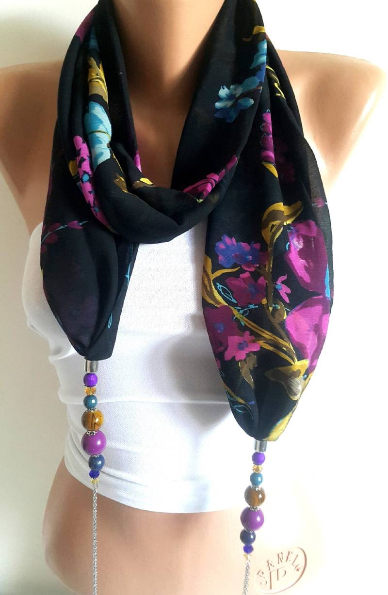 Handgemachte Blumen Seide Chiffon Schmuck Schal Mit Perlen von SwedishShop