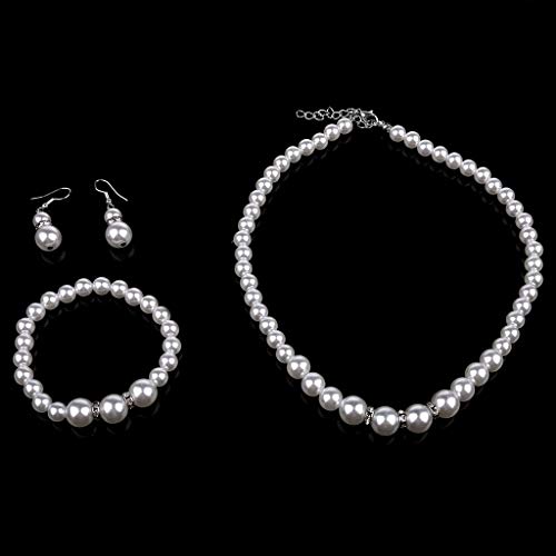 1 Set wunderschöne Perlenkette Ohrringe Set Perlenschmuck Zubehör für Frauen Verlobung Hochzeit Party Geschenk Halter Kissen von Sweeaau