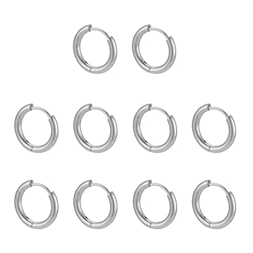 10 Stück Edelstahl-Creolen-Ohrringe für Damen, Punk, Hiphop, Geschenke, Modeschmuck, Geschenke, Piercing, Huggie-Creolen für Damen und Herren, 2.5x20mm, Wie beschrieben, Wie beschrieben 10 Stück Edelstahl-Creolen-Ohrringe für Damen, Punk, Hiphop, Geschenke, Modeschmuck, Geschenke, Piercing, Huggie-Creolen für Damen und Herren, 2.5x20mm, Wie beschrieben, Wie beschrieben von Sweeaau