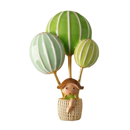 Cartoon Heißluftballon und kleines Mädchen Brosche Legierung Zubehör für Outfits Taschen Emaillierte Abzeichen Kleidung Zubehör Cartoon Heißluftballon Mädchen Brosche, Einheitsgröße, Wie beschrieben von Sweeaau
