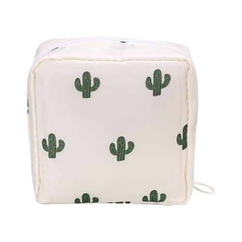 Einzigartige Damen-Hygiene-Reisetasche, mehrere Innentaschen für die Organisation von Damenbinden und kleinen Toilettenartikeln, reisefreundlich, weibliche Pflege-Organizer-Taschen, Weißer Kaktus von Sweeaau
