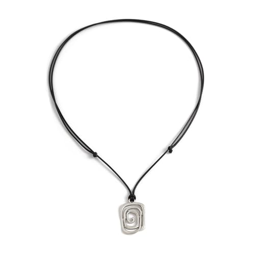Einzigartige Halskette mit Wirbel-Anhängern an Lederkordel für den Alltag oder den täglichen Gebrauch, modisches Accessoire, Geschenk für den täglichen Gebrauch von Sweeaau