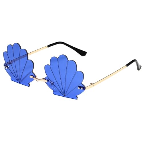 Elegante rahmenlose Sonnenbrille, Muschelform, für Damen und Jugendliche, Hochzeiten und besondere Anlässe, Muschelform, C von Sweeaau