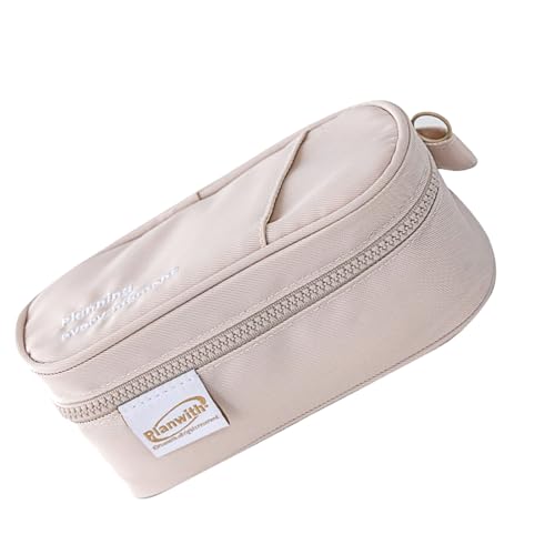 Große Kapazität Schreibwaren Aufbewahrungstasche Reißverschlüsse Schreibwaren Taschen Studenten Multifunktional Fach Federmäppchen Multifunktionale Organizer, Milchtee Farbe von Sweeaau