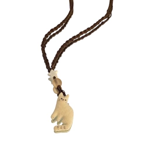 Halskette mit Sternperlen im ethnischen Stil, verstellbare Länge, modisches Katzenmotiv-Accessoire für den täglichen Gebrauch, Katzenbesitzer-Halskette von Sweeaau