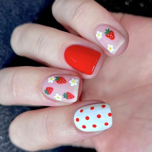 Künstliche Fingernägel, kurz, quadratisch, zum Aufkleben, für Damen und Mädchen, zum Aufkleben von Sweeaau