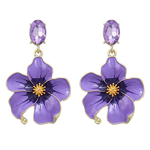 Minimalistische süße Blumen-Ohrringe, Retro-Blumenohrringe, Statement-Schmuck, modisch, schlichter Tropfenanhänger, Approx. 5.9x3.8cm, Metall von Sweeaau