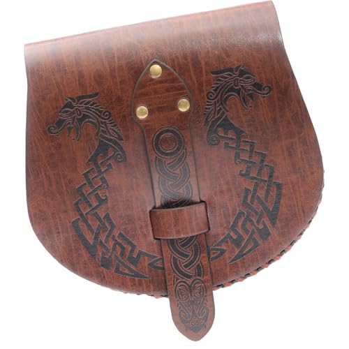 Mittelalterliche Gürteltasche Retro Gürteltaschen Hüfttasche LARP Renaissancen Kostüm Zubehör Damen Herren Leder Fannys Pack Mittelalter Ledergürtel, braun von Sweeaau