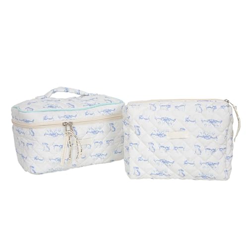 Modische Make-up-Tasche mit Blumenmuster, geräumiger und tragbarer Organizer für Reisende und Studenten, niedliche Tasche, 3 Stück von Sweeaau