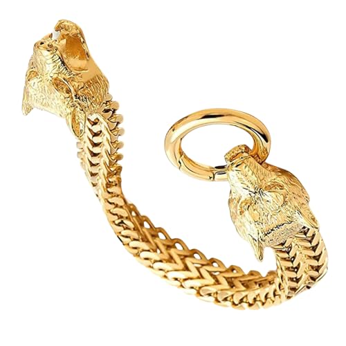 Modischer Herren-Schmuck mit Wolfskopf-Design aus Edelstahl, geeignet für verschiedene Veranstaltungen und Veranstaltungen von Sweeaau