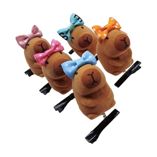 Niedliche Capybaras Plüsch-Haarnadeln, bezaubernde Capybaras-Haarspangen, stilvolle Haarschmuck, geeignet für Mode-Enthusiasten, Mädchen-Accessoires, 5 Stück von Sweeaau