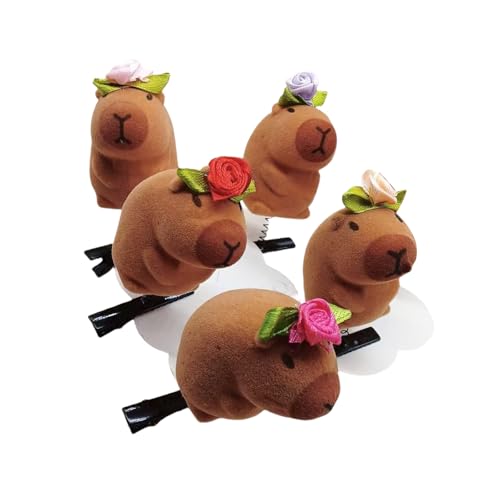 Niedliche Capybaras Plüsch-Haarnadeln, bezaubernde Capybaras-Haarspangen, stilvolle Haarschmuck, geeignet für Mode-Enthusiasten, Mädchen-Accessoires, 5 Stück Niedliche Capybaras Plüsch-Haarnadeln, bezaubernde Capybaras-Haarspangen, stilvolle Haarschmuck, geeignet für Mode-Enthusiasten, Mädchen-Accessoires, 5 Stück von Sweeaau