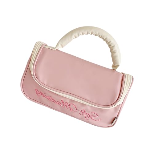 Praktische Kosmetiktasche aus PU-Kunststoff, organisierte Schleifen, Dekoration, kompakte Kosmetiktasche, Kulturbeutel für Damen, Reise-Kosmetiktasche mit Fächern, a, Mass Beauty von Sweeaau