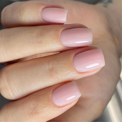 Quadratische künstliche Fingernägel, Pinkness, zum Aufdrücken, künstliche Klebstoffe, französische Spitzen, für Damen, Sarg, Mandel, französische Spitze von Sweeaau