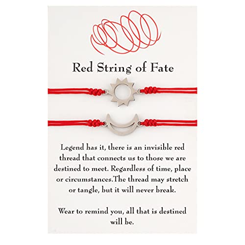 Rote Schnur für kreative Edelstahl für Sonne und Mond, rote Schnur, geflochtene Paarkarte, 2-teiliges Set, Schutz, Kinder von Sweeaau