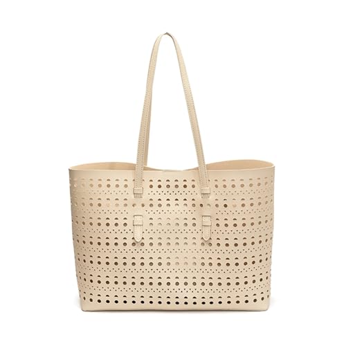 Sweeaau Hochwertige PU-Tasche mit bequemem Riemen, geräumige Arbeits-Pendler für Profis und den täglichen Gebrauch, stilvolle Büro-Schulter, beige, One Size von Sweeaau