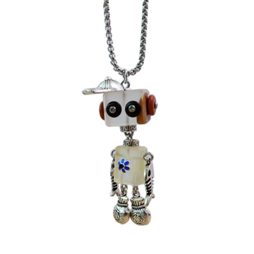 Sweeaau Holzblock-Roboter-Halskette, stilvolle Schlüsselbein-Kette, verstellbare Länge, Choker, Unisex, Punk-Schlüsselbein-Kette, Anbetung, handgefertigtes Geschenk, Einheitsgröße, Wie beschrieben von Sweeaau