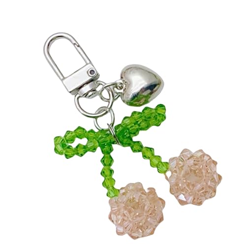 Sweeaau Kristallperlenhalter, bezaubernde Kirschen, modische Kette, stilvolle Schlüsselanhänger, Schmuck für Autoschlüssel oder Taschen, Mädchen-Anhänger von Sweeaau
