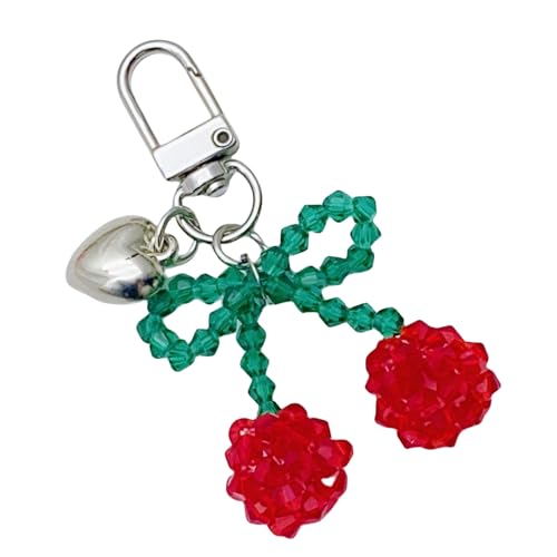 Sweeaau Kristallperlenhalter, bezaubernde Kirschen, modische Kette, stilvolle Schlüsselanhänger, Schmuck für Autoschlüssel oder Taschen, Mädchen-Anhänger von Sweeaau