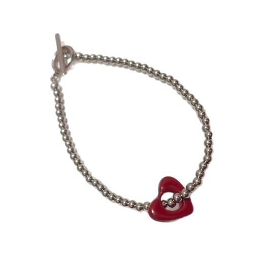 Sweeaau Makramee für Damen, verstellbar, mit rotgoldenem Herz, handgefertigt, Schmuck, Accessoire, zartes Handgelenk-freundliches Tragen von Sweeaau