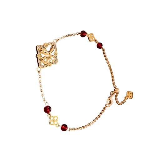 Sweeaau Modische Schlangenarmbänder mit vierblättrigem Kleeblatt, Kupfer, Freundschaftsschmuck, elegante strukturierte Oberfläche, für Mädchen-Outfits, eleganter vierblättriger Kleeblatt-Schmuck von Sweeaau