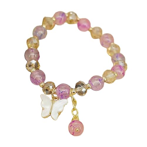Sweeaau Modischer Schmetterlings-Kristallperlen für Damen und Mädchen, Jade-Imitat, Handkette, Schmuck, Kristall-Anhänger von Sweeaau