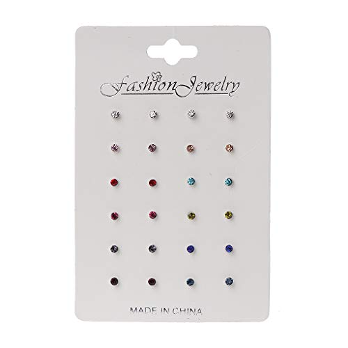 Sweeaau Neuheit Regenbogen für Strass Ohrring 12 Paar Regenbogen Zirkonia Ohrringe Set Nase Lippe Ohr Stick W Ohrringe Frauen baumeln von Sweeaau