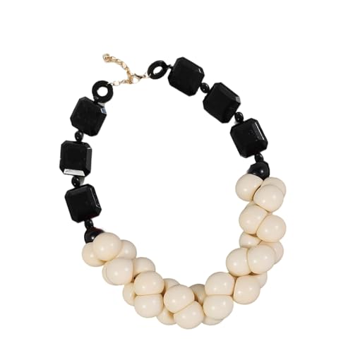 Sweeaau Perlen-Halskette, Retro, mehrschichtiger, ethnischer Schmuck, tragbares Harz-Accessoire für Damen, Retro-Festival-Schicht-Halskette, Einheitsgröße, Wie beschrieben, Wie beschrieben von Sweeaau