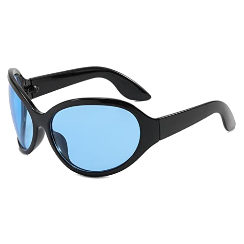Sweeaau Punk Alien Shades Brille UV400 Wrap Around Y2k Punk, schwarzblau von Sweeaau