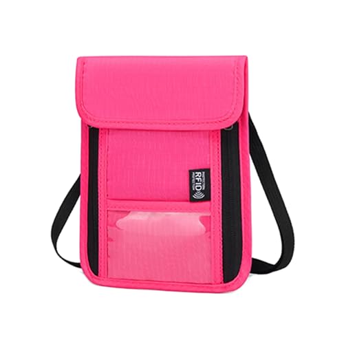 Sweeaau Reise-Hals-Geldbörse mit RFID-blockierendem Reisepasshalter, versteckt, leicht zu versteckende Taschen, Geschenk, Reisepasshülle, rosarot, One Size von Sweeaau