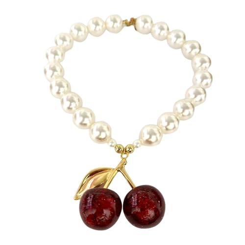 Sweeaau Stilvolle Halskette mit Kirschen-Design, elegante Perlen-Halskette, Schmuck verleiht Ihrer Schmucksammlung eine verspielte Note von Sweeaau