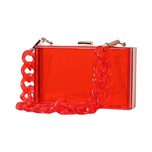 Sweeaau Stilvolle transparente Box für formelle Anlässe, modische und Abendtasche für Partys und Hochzeiten, transparente PVC-Handtasche, rot Sweeaau Stilvolle transparente Box für formelle Anlässe, modische und Abendtasche für Partys und Hochzeiten, transparente PVC-Handtasche, rot von Sweeaau