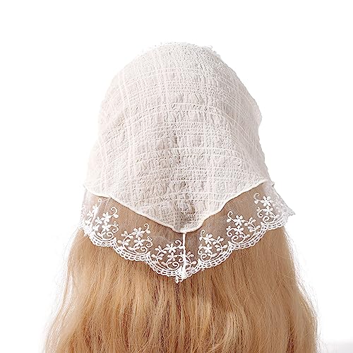 Sweet Girls Lace Bandana Sheer Hair Kerchief Tie Back Headwrap Flower Pattern Breathable Turban for Girls Photo Props Lace Halstuch For Women von Sweeaau