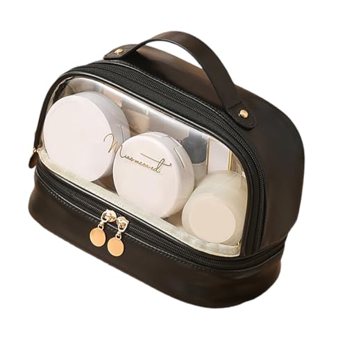 Transparente Make-up-Tasche, Reise-Kulturbeutel für Damen, PU-Leder, Kosmetik, tragbar, wasserdicht, Make-up-Organizer, Kulturbeutel für Damen, Schwarzes Temperament, Mass Beauty Transparente Make-up-Tasche, Reise-Kulturbeutel für Damen, PU-Leder, Kosmetik, tragbar, wasserdicht, Make-up-Organizer, Kulturbeutel für Damen, Schwarzes Temperament, Mass Beauty von Sweeaau
