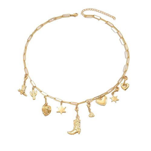 Unregelmäßige Halskette mit verschiedenen Anhängern, trendiges Damen-Accessoire, Legierung, Texturkette, Schmuck für lässige und besondere Anlässe, Retro-Multi-Anhänger-Halskette von Sweeaau