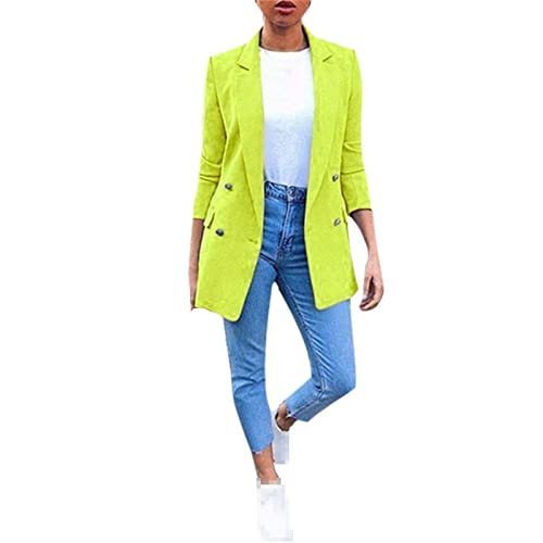 Frauen Frühling Herbst Langarm Plus Größe Mäntel Jacken Elegante Büro Anzüge Blazer, zitronengelb, 36 von Sweejim