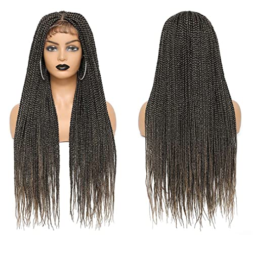 Geflochtene Spitze vordere Perücken Synthetische Schachtel Braids Spitzenfront Perücken mit Baby Haar schwarz Ombre braun geflochtene Perücken für schwarze Frauen T27 lace braided wig 1 PC von Sweejim