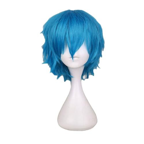 Halloween-Kostüme, Cosplay-Perücken Für Männer Und Frauen, Hitzefaser-Perücke, 30,5 Cm blue GN One Size von Sweejim