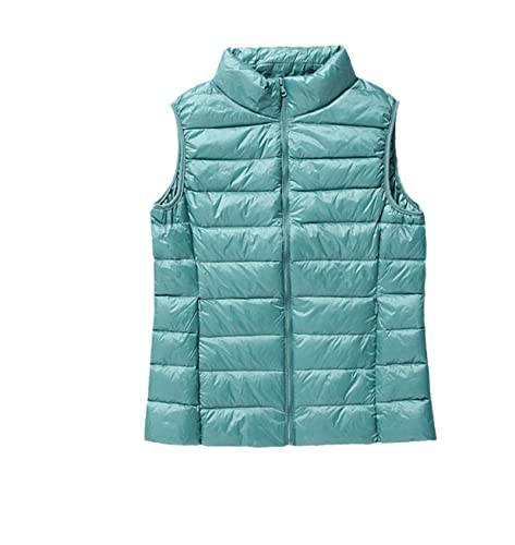 Herbst Winter Frauen Doppelmantel Ärmellose Weste Leichte Daunenweste Parka Damen Kurze Entendaunen Mantel Tops, türkis, 38 von Sweejim