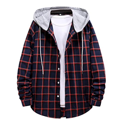 Herren Plaid Hemd Kapuzenshirts Oversized Hemd Herren Kleidung Europäischer Amerikanischer Stil Kariertes Hemd von Sweejim