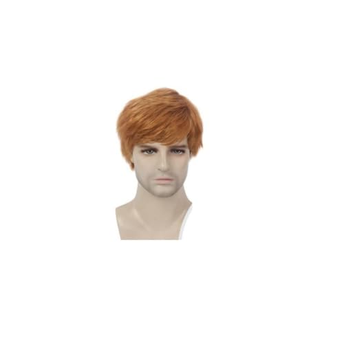 Herren Schwarze Perücke Kurze Haare Perücken Für Männer Gerade Männliche Perücken Synthetische Natürliche Cosplay Kostüm Halloween Perücken Ginger Yellow 12inches von Sweejim