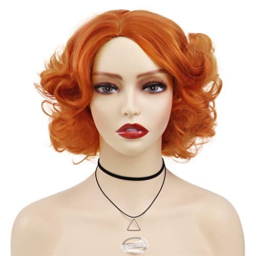 Kurze lockige Haarblondperiere für Frauen synthetische geschichtete Frisuren Cosplay Perücke Orange 1 PC von Sweejim