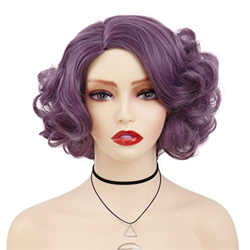 Kurze lockige Haarblondperiere für Frauen synthetische geschichtete Frisuren Cosplay Perücke Purple 1 PC von Sweejim
