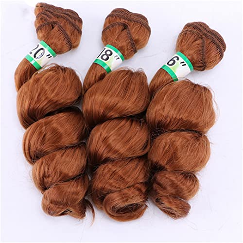 Loose Wave Curly Hair Bundles Synthetic Hair Weave 3 Pieces/Lot 16 18 20 inch Two Tone Ombre Black /27# For Women #30 20 20 20 inch von Sweejim