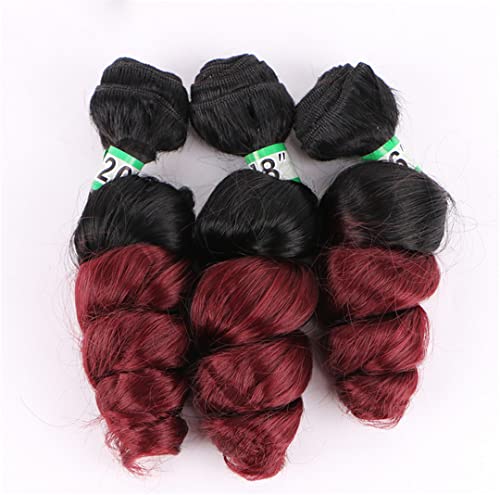 Loose Wave Curly Hair Bundles Synthetic Hair Weave 3 Pieces/Lot 16 18 20 inch Two Tone Ombre Black /27# For Women T1B-99J 20 20 20 inch von Sweejim