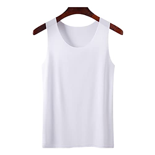 Sommer Frauen Casual Nahtlos Tops Eis Seide O-Ausschnitt Ärmellose Weste Dame Atmungsaktiv Übergröße Shirt Kleidung, weiß, XXXXL von Sweejim