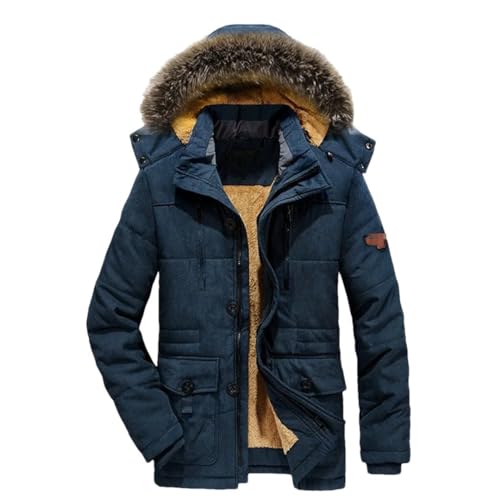 Sweejim Männer Lange Winterjacken Mit Kapuze Warme Parkas Fleece Daunenjacken Mode Outdoor Casual Jacken von Sweejim